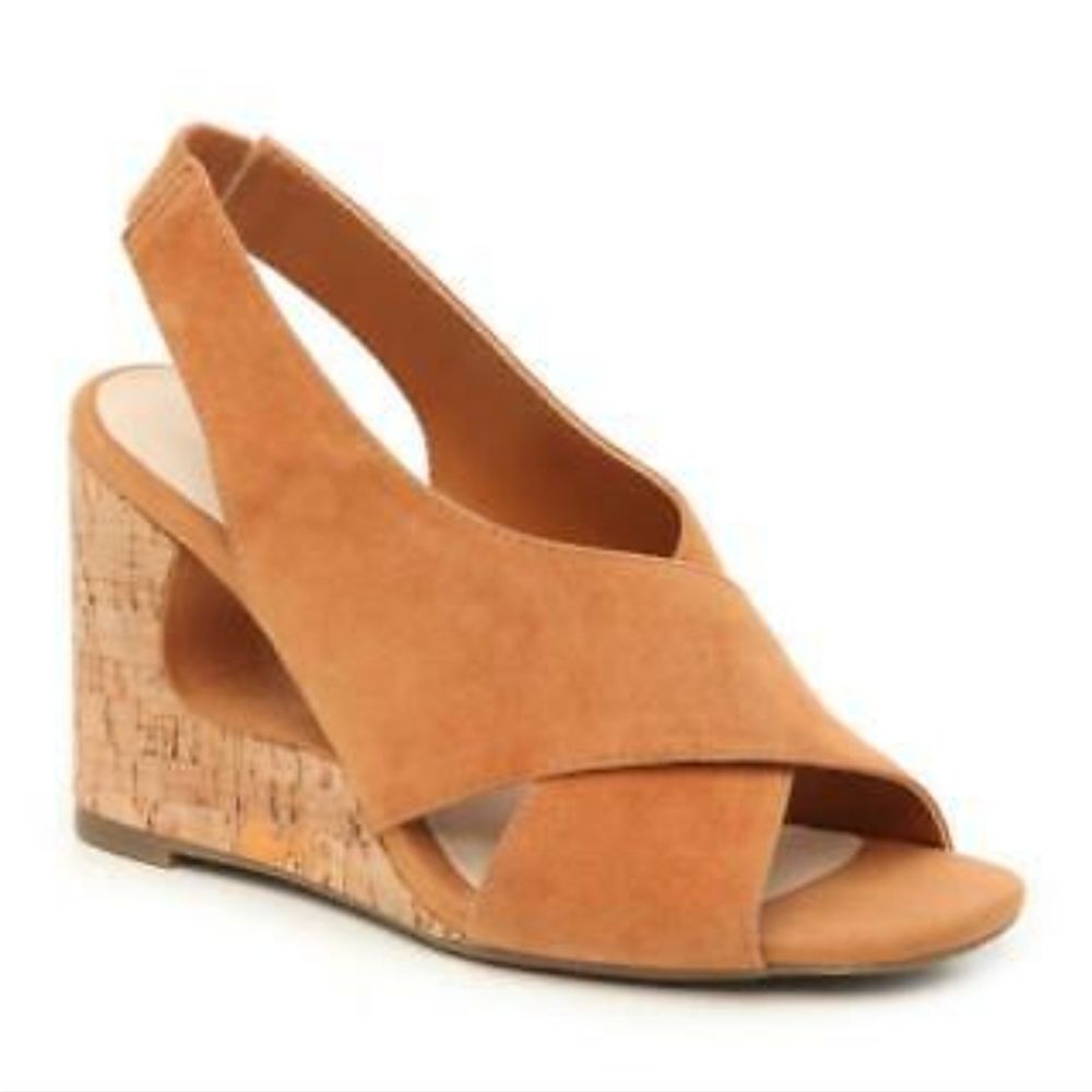 Com & Sens Suede Leather Cork Wedge Open Toe Sand… - image 4